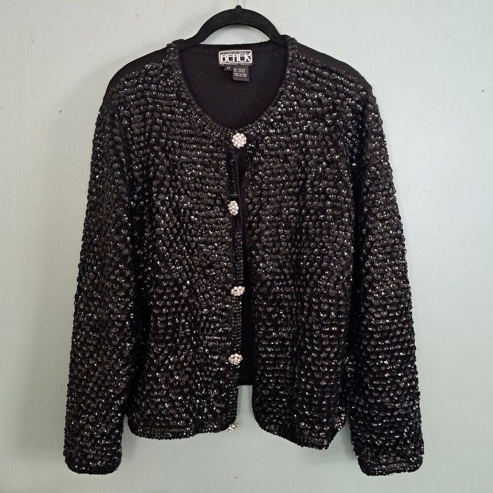 Berek Sequins Jacket Size Medium Black - image 1